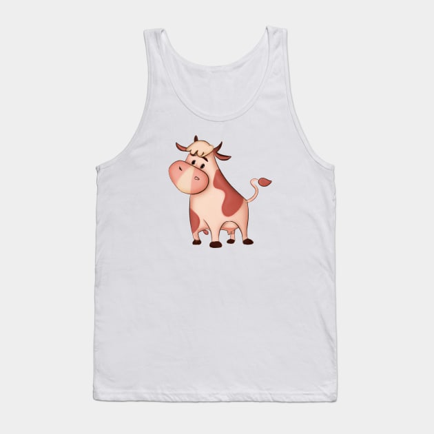 Cute Cow Drawing Tank Top by Play Zoo